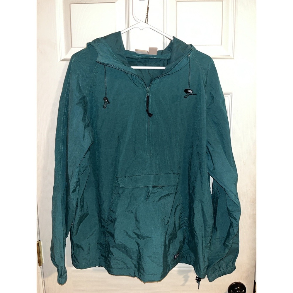 VTG Y2K LATE 80s WOOLRICH Green PULLOVER/ZIP UP HOODIE WINDBREAKER UNISEX SIZE L